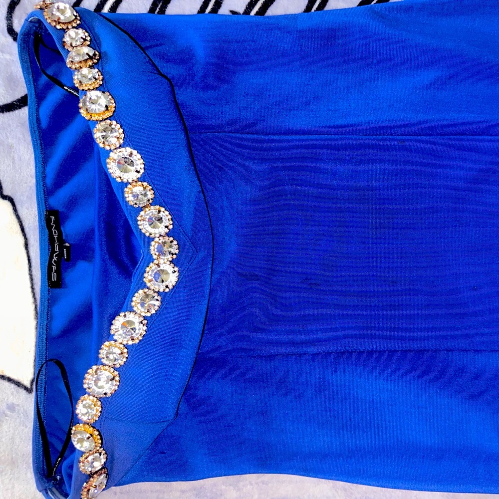 Blue dress with rhinestone top